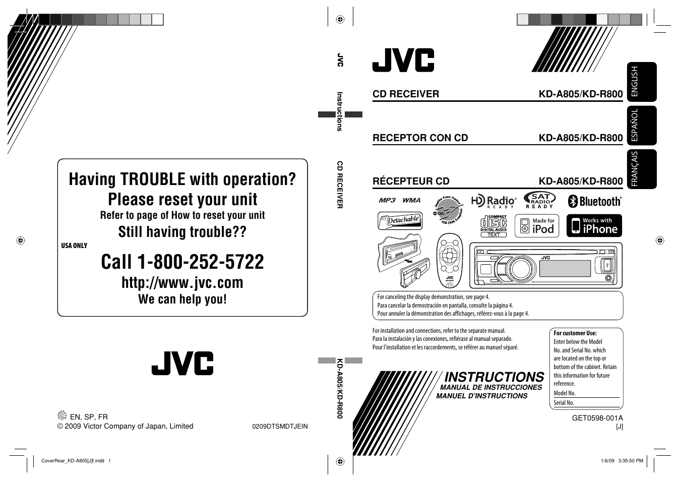 JVC CD Receiver KD-R800 User Manual | 151 pages