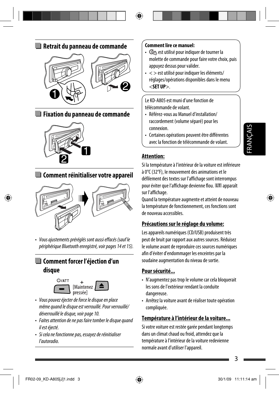 Comment forcer l’éjection d’un disque, 3français | JVC CD Receiver KD-R800 User Manual | Page 103 / 151