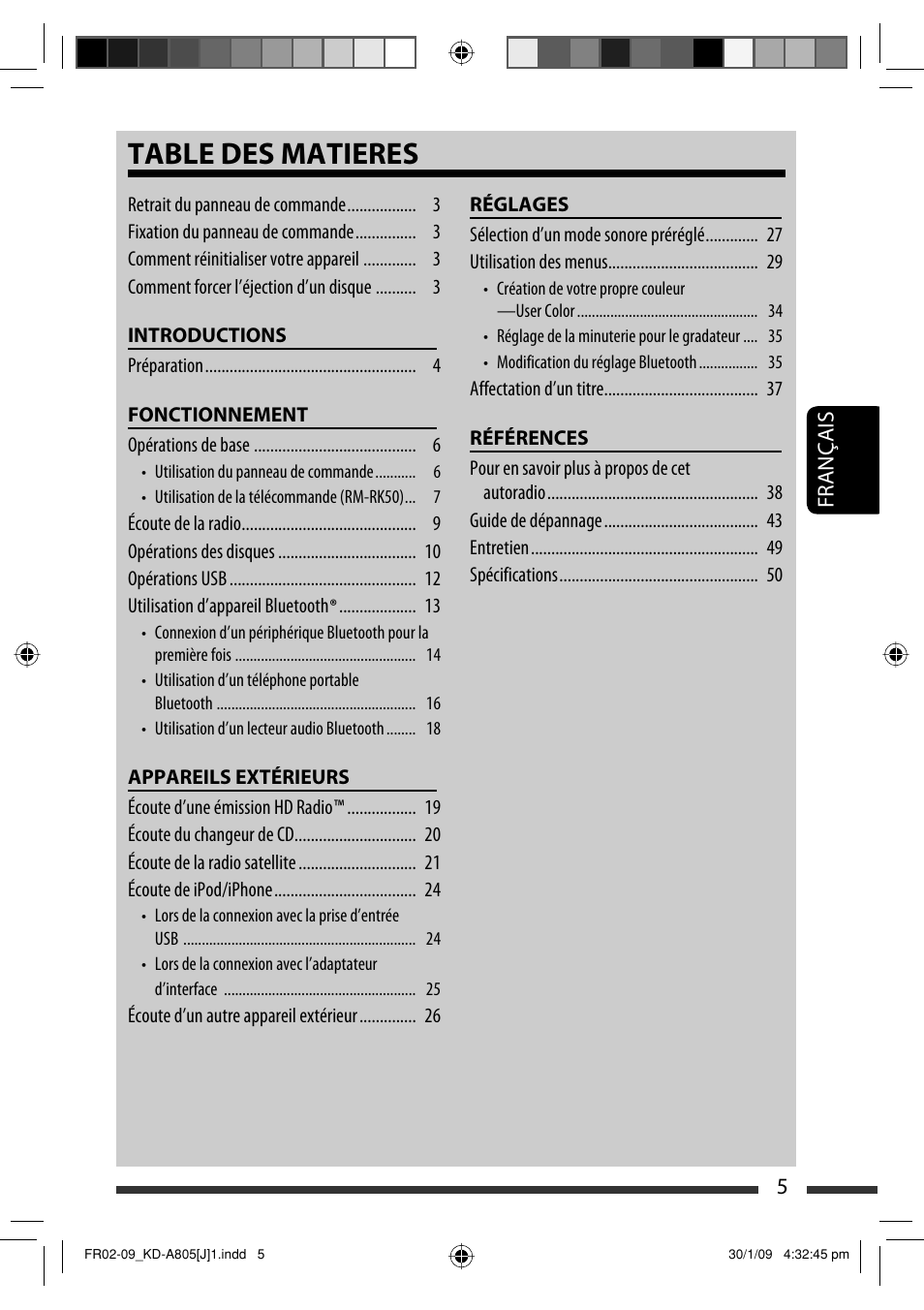 Table des matieres | JVC CD Receiver KD-R800 User Manual | Page 105 / 151