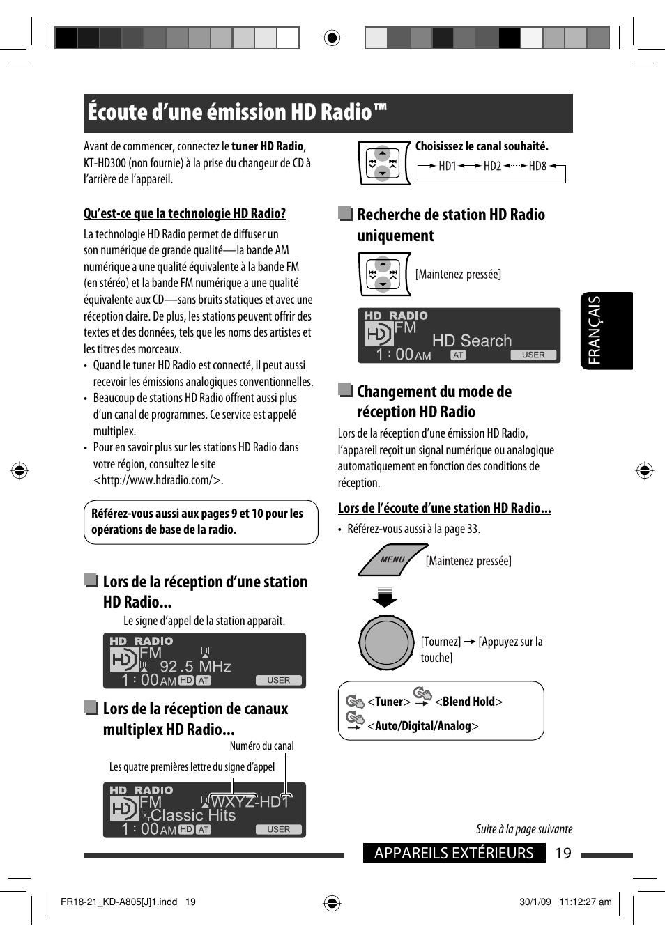 Écoute d’une émission hd radio | JVC CD Receiver KD-R800 User Manual | Page 119 / 151