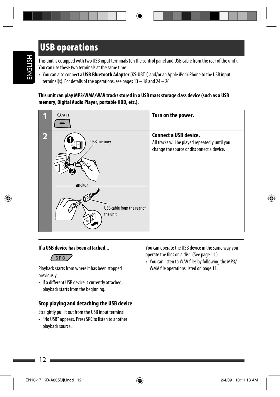 Usb operations | JVC CD Receiver KD-R800 User Manual | Page 12 / 151