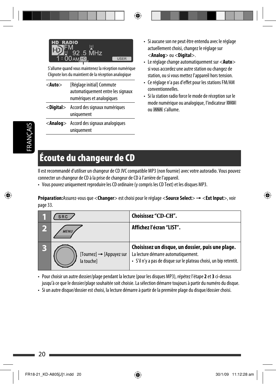 Écoute du changeur de cd | JVC CD Receiver KD-R800 User Manual | Page 120 / 151