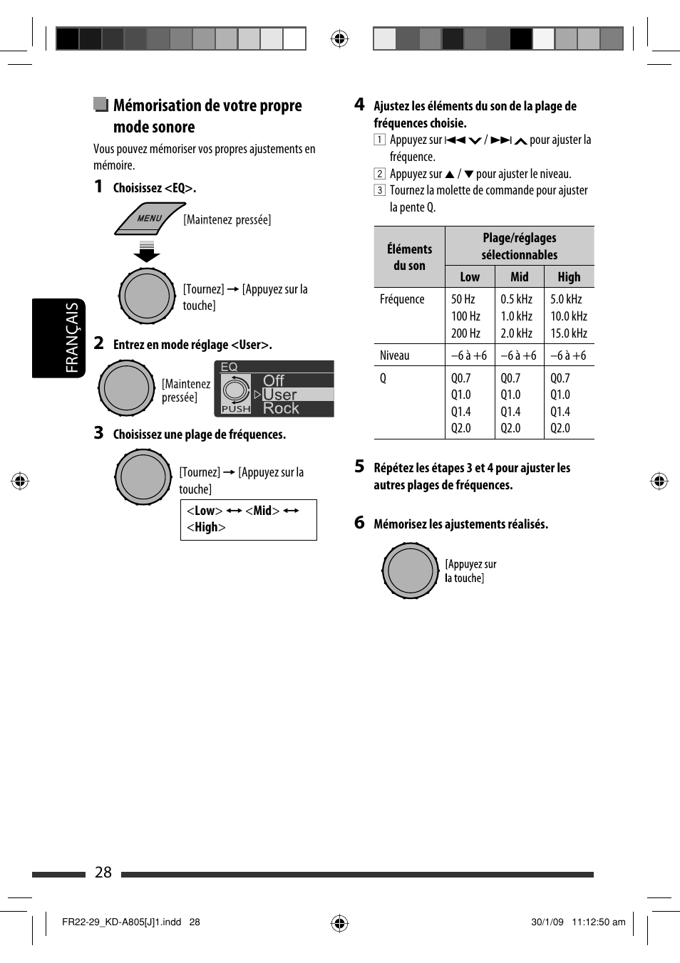Mémorisation de votre propre mode sonore, 28 français | JVC CD Receiver KD-R800 User Manual | Page 128 / 151