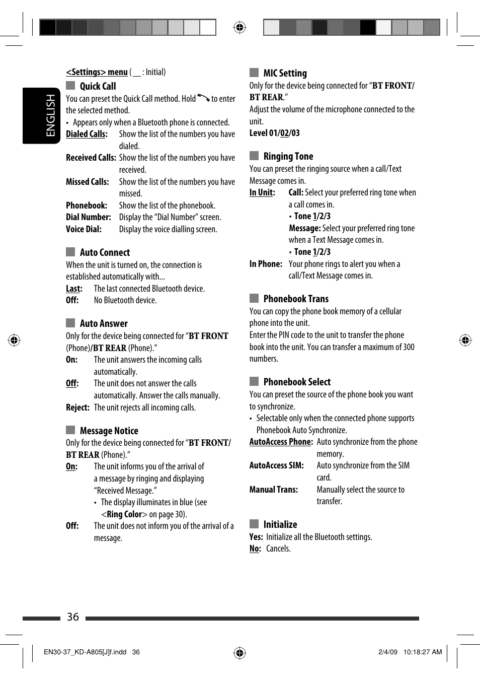 English 36 | JVC CD Receiver KD-R800 User Manual | Page 36 / 151