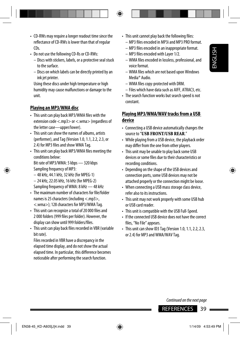 English 39 references | JVC CD Receiver KD-R800 User Manual | Page 39 / 151
