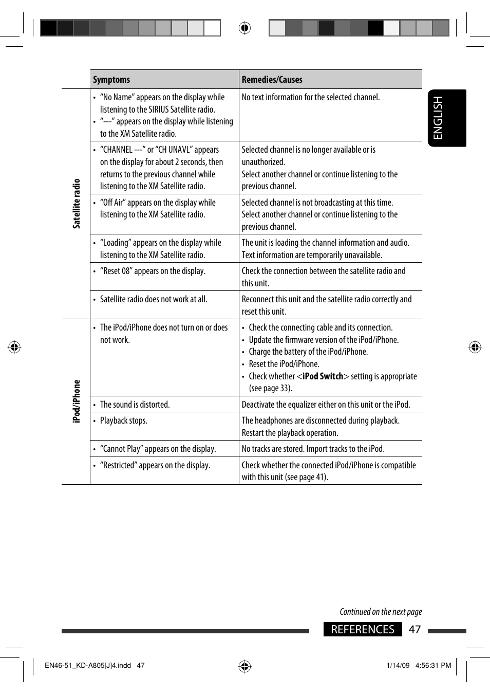 English 47 references | JVC CD Receiver KD-R800 User Manual | Page 47 / 151