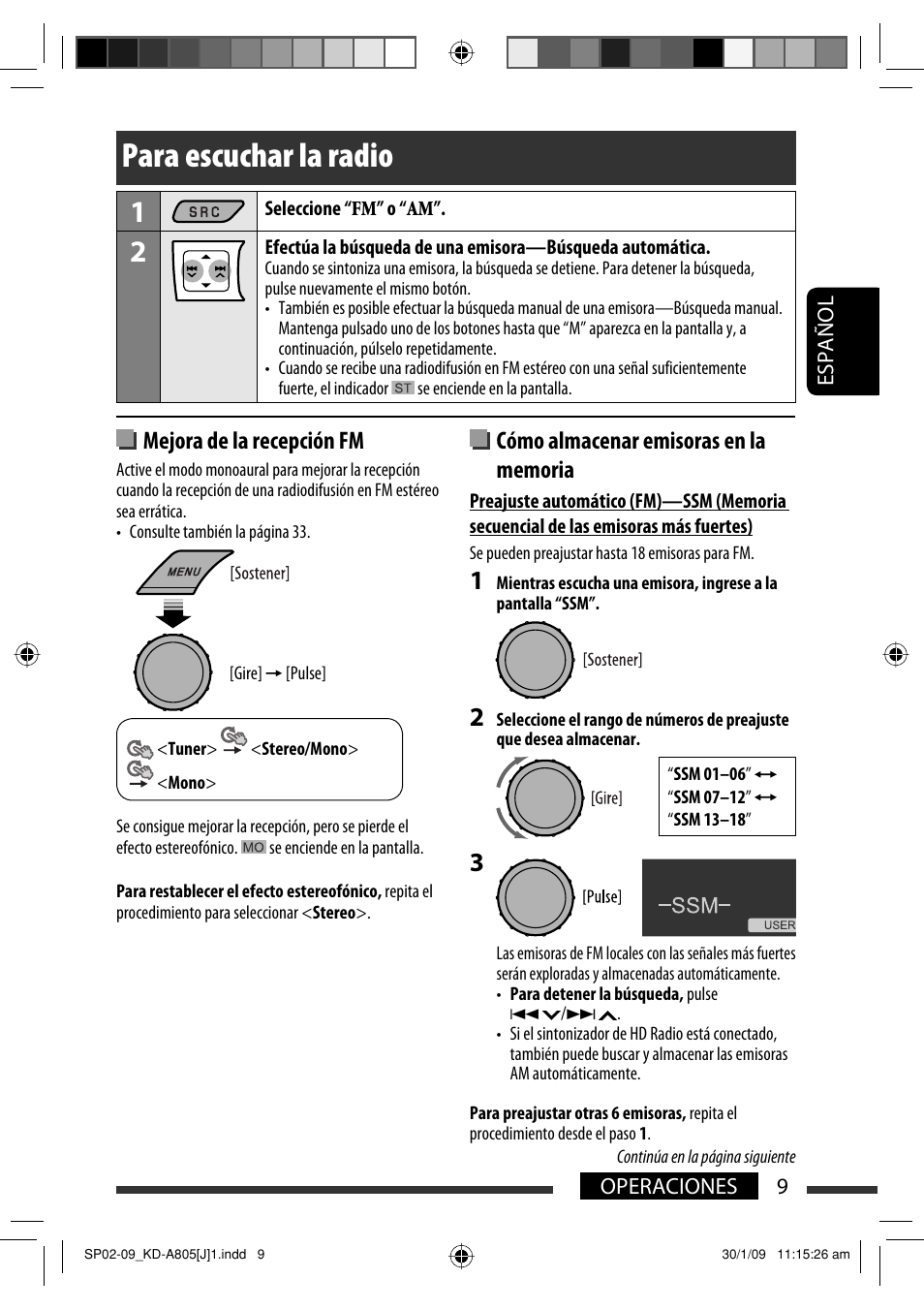 Para escuchar la radio, Mejora de la recepción fm | JVC CD Receiver KD-R800 User Manual | Page 59 / 151