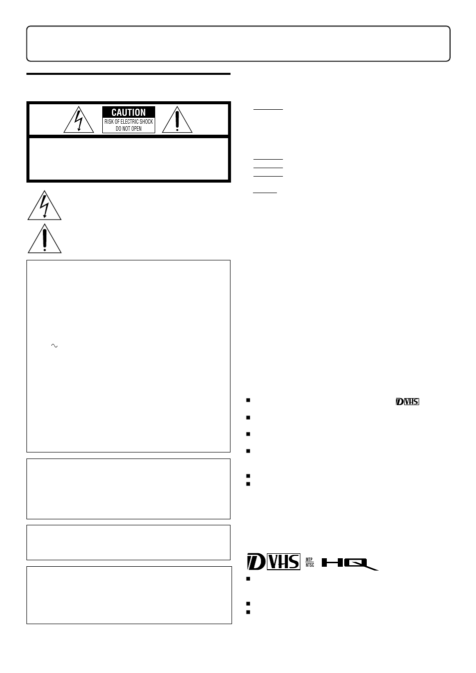 Cautions, Warning | JVC HM-DSR100U User Manual | Page 2 / 207