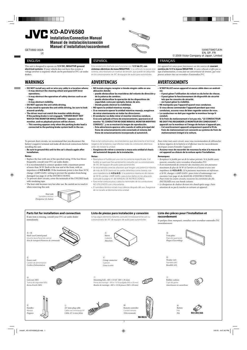 JVC GET0592-002A User Manual | 6 pages