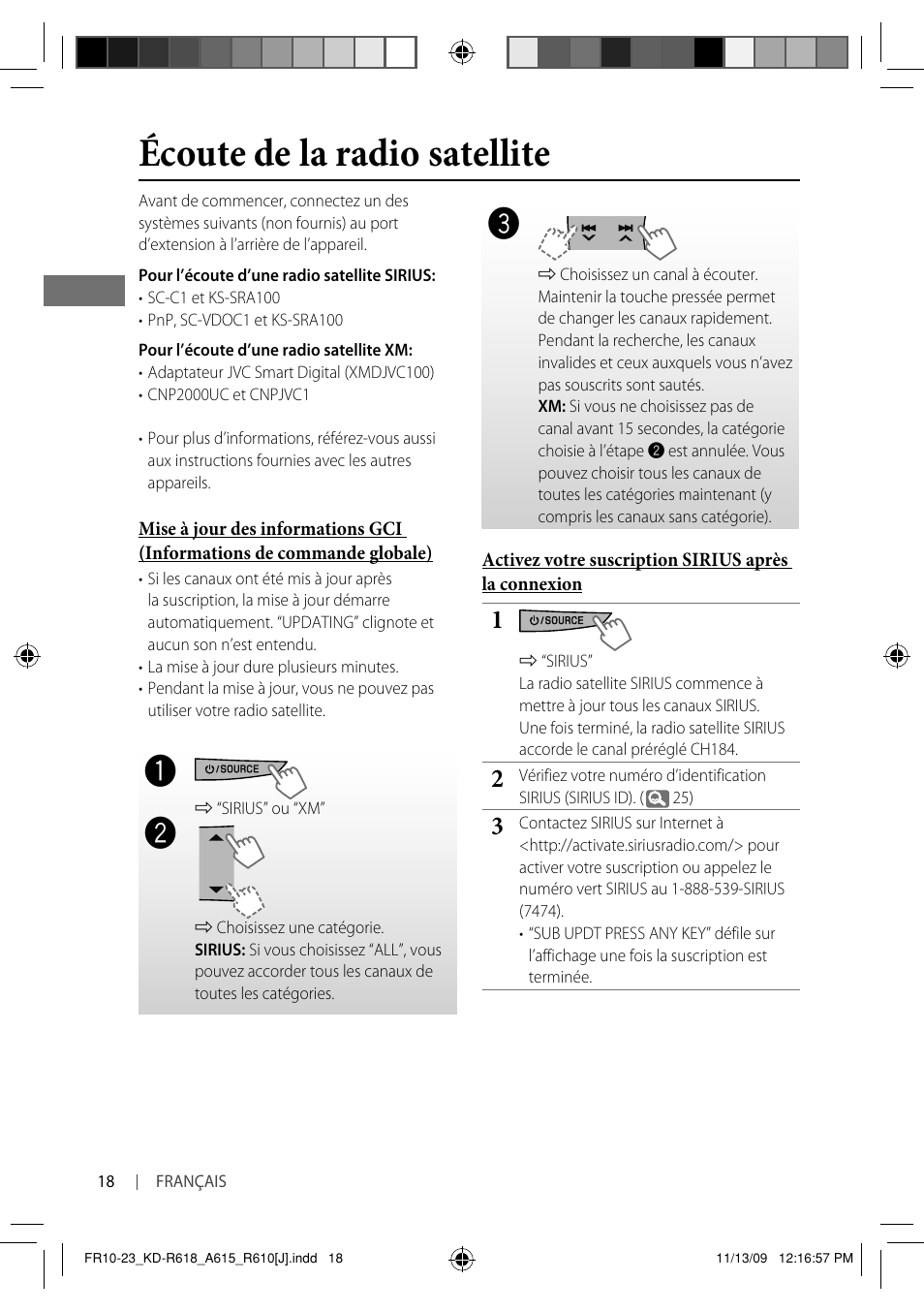 Écoute de la radio satellite | JVC KD-A615 User Manual | Page 102 / 131