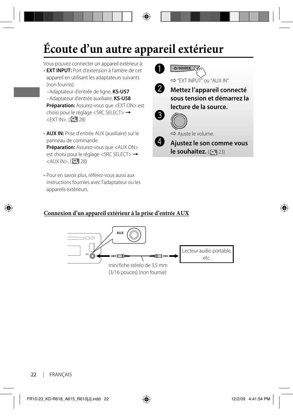 Écoute d’un autre appareil extérieur | JVC KD-A615 User Manual | Page 106 / 131