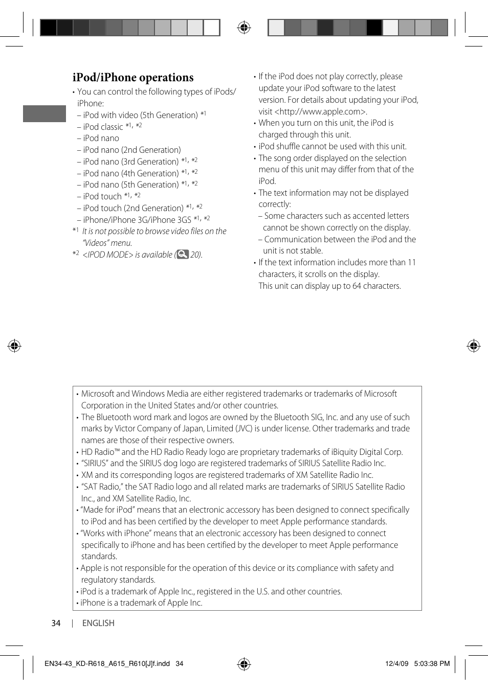 Ipod/iphone operations | JVC KD-A615 User Manual | Page 34 / 131
