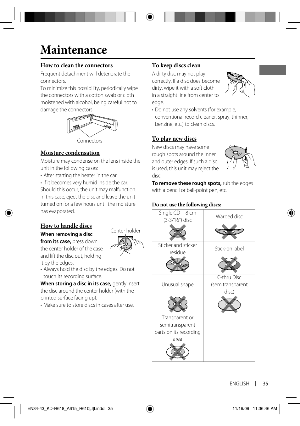 Maintenance | JVC KD-A615 User Manual | Page 35 / 131