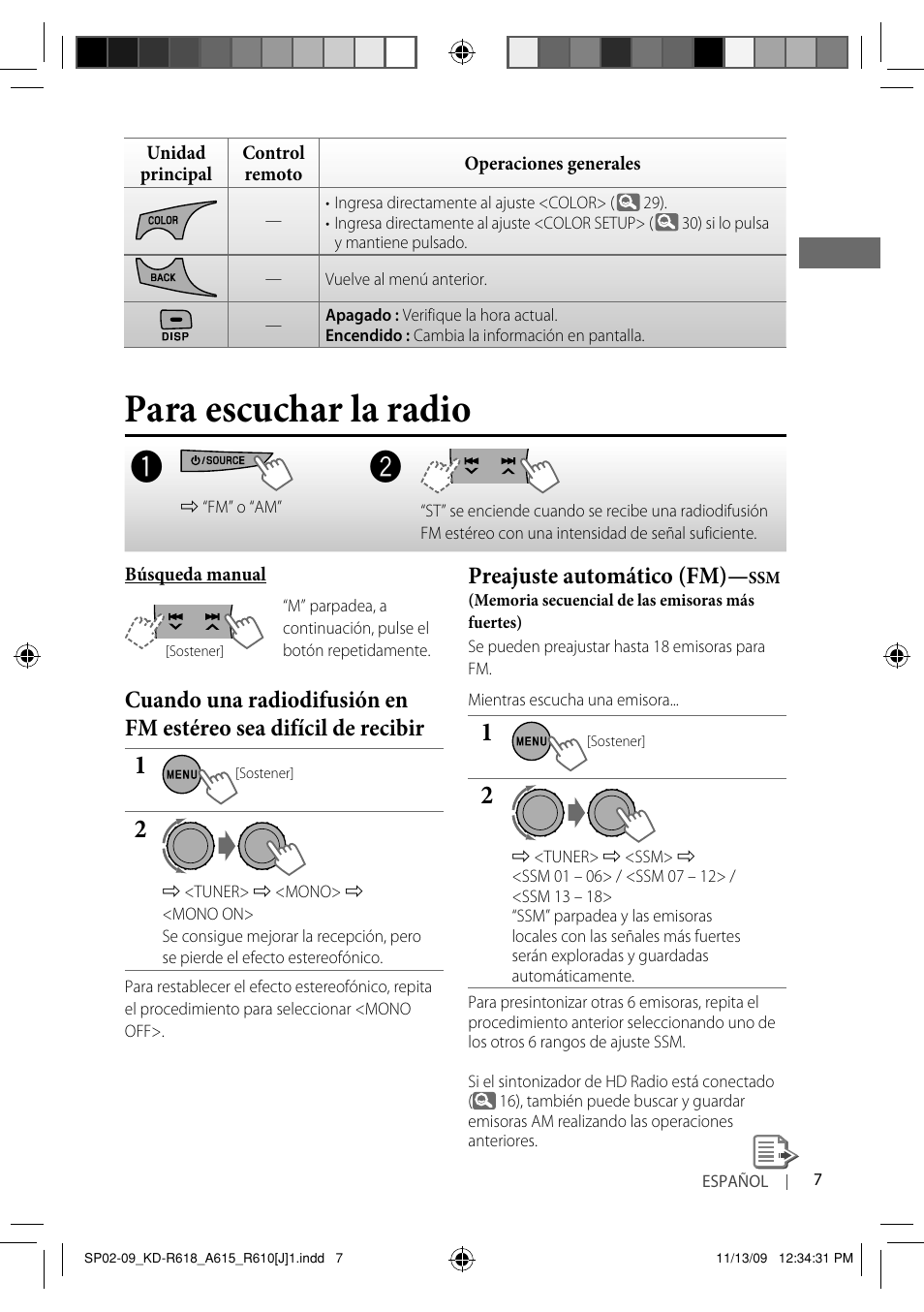 Para escuchar la radio, Preajuste automático (fm) | JVC KD-A615 User Manual | Page 49 / 131