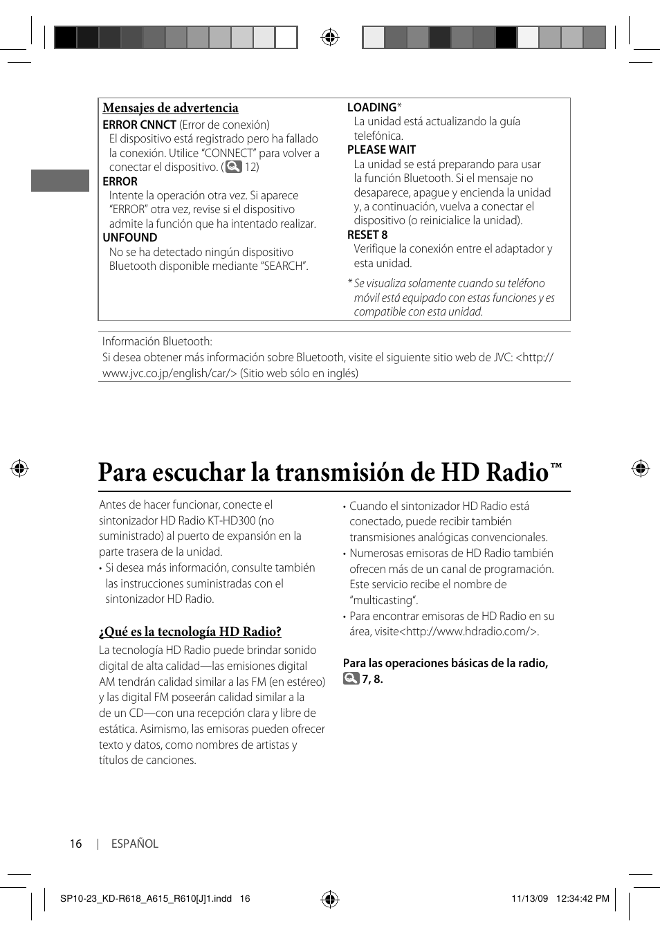 Para escuchar la transmisión de hd radio | JVC KD-A615 User Manual | Page 58 / 131