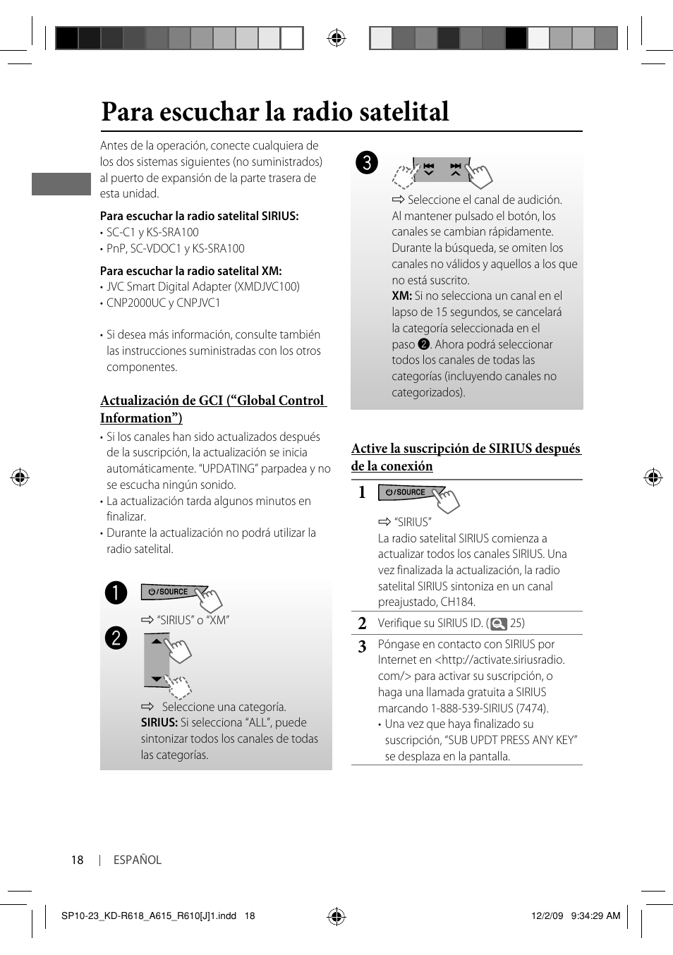 Para escuchar la radio satelital | JVC KD-A615 User Manual | Page 60 / 131