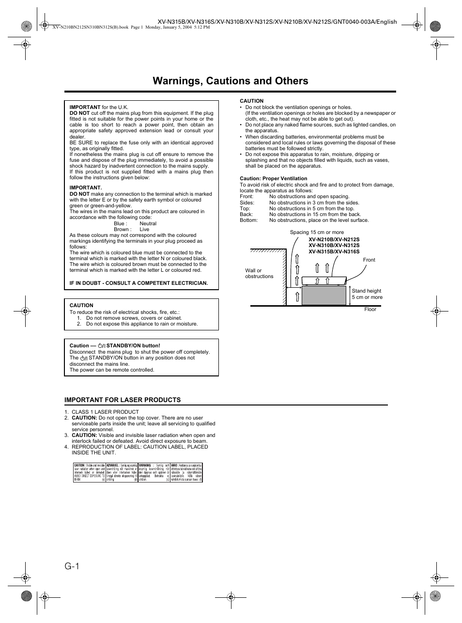 Warnings, cautions and others | JVC XV-N210B  EN User Manual | Page 2 / 38