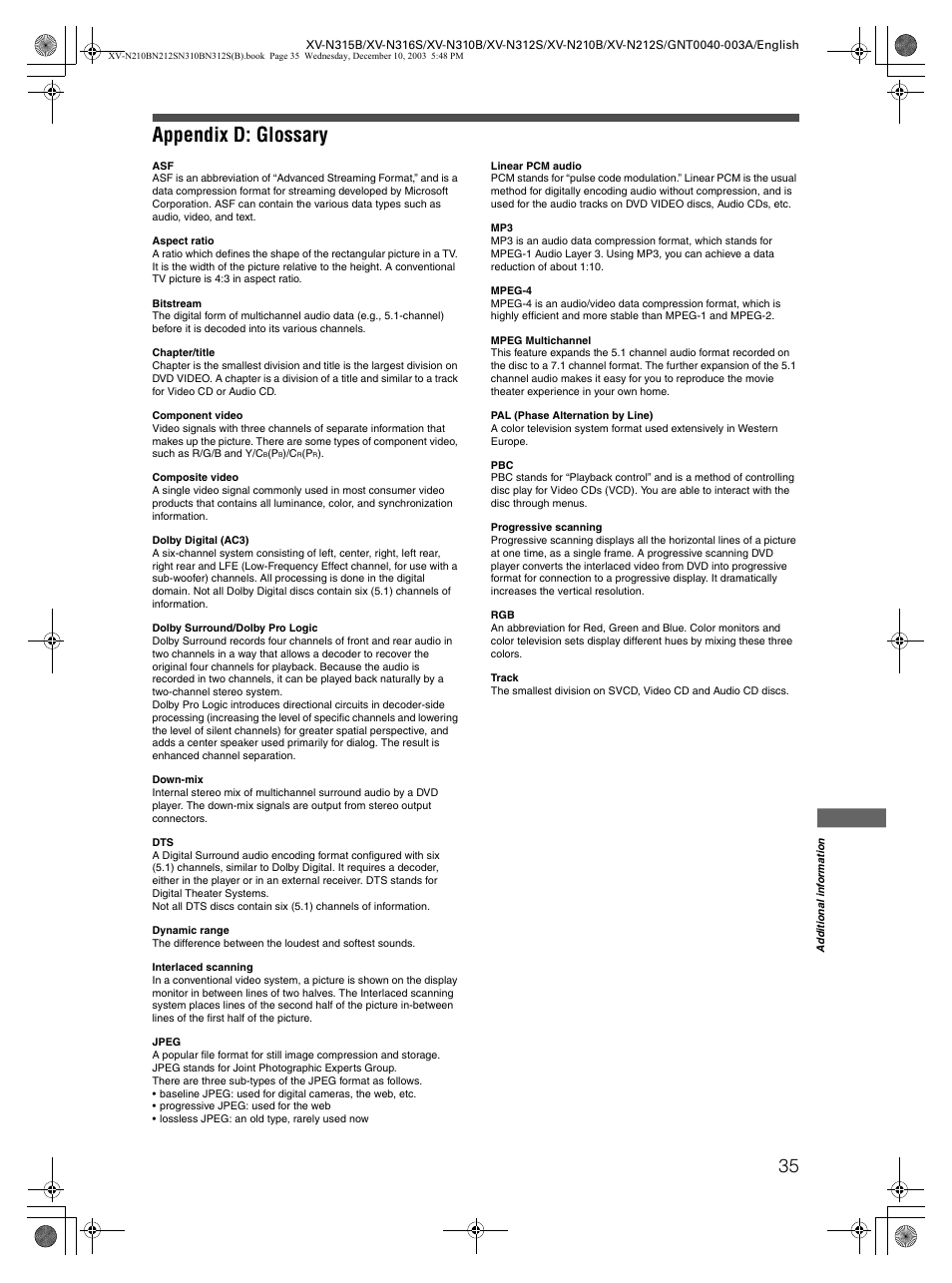 Appendix d: glossary | JVC XV-N210B  EN User Manual | Page 37 / 38