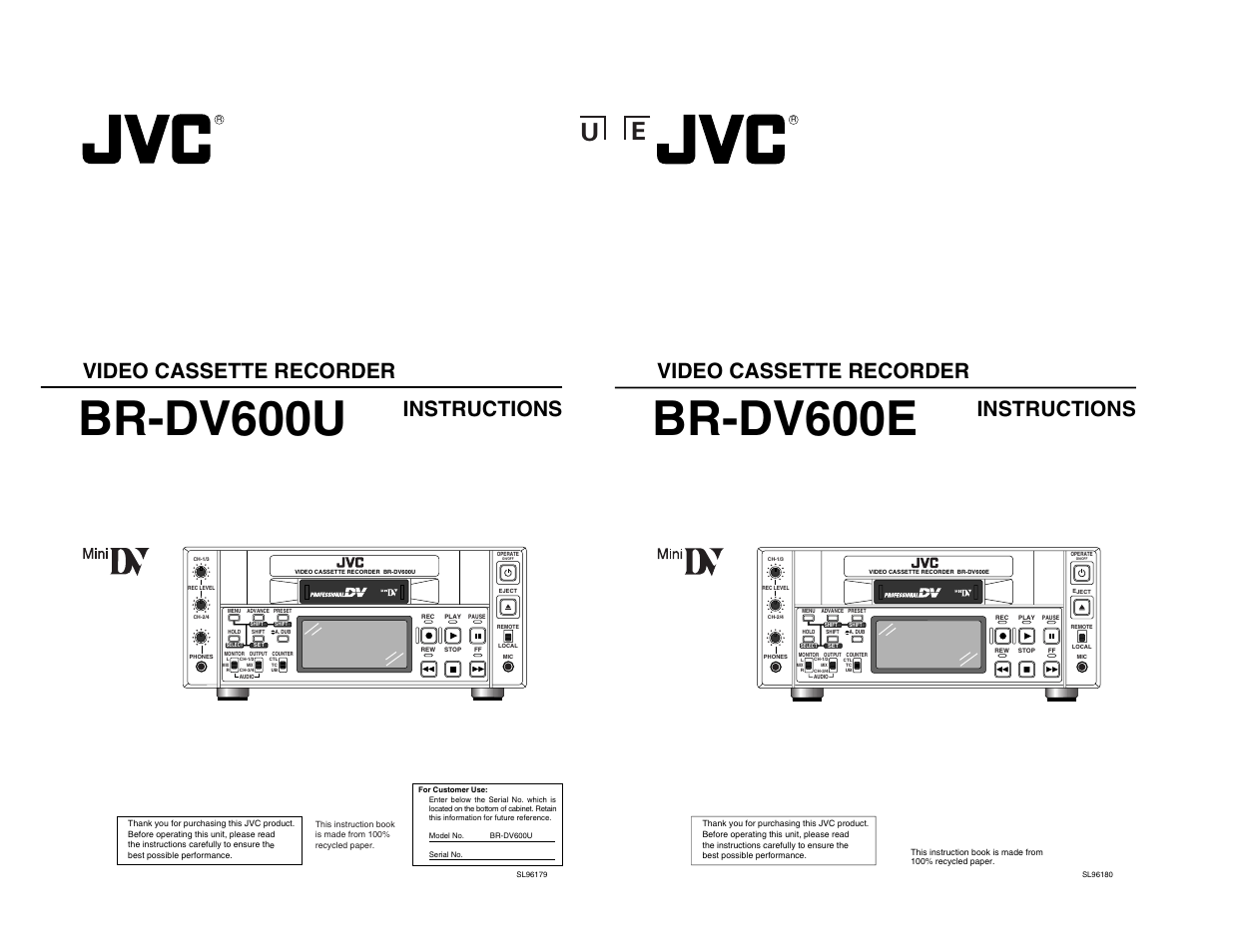 JVC BR-DV600U User Manual | 24 pages