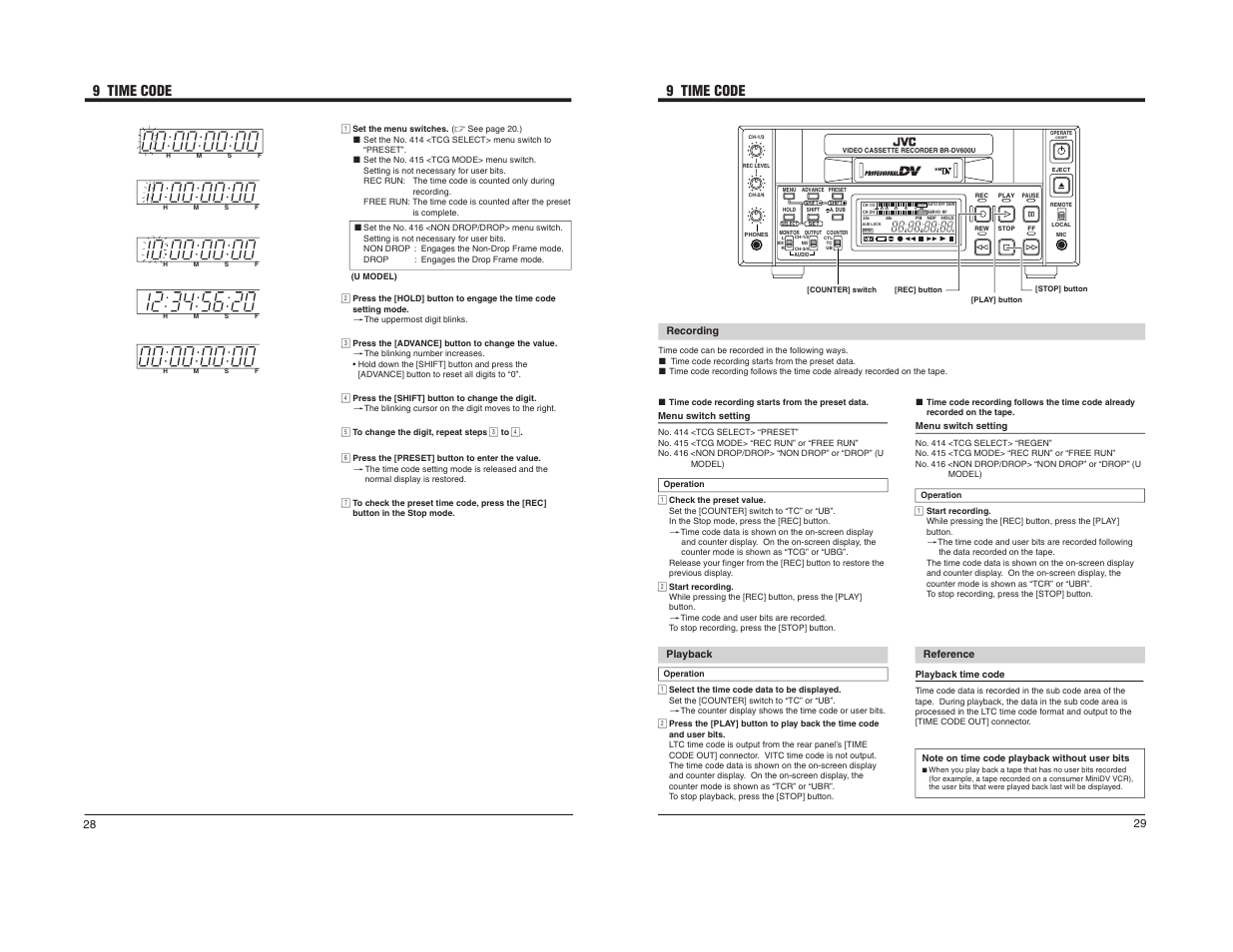 9 time code | JVC BR-DV600U User Manual | Page 16 / 24