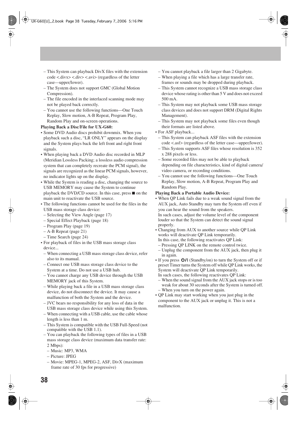 JVC UX-G60 User Manual | Page 40 / 48