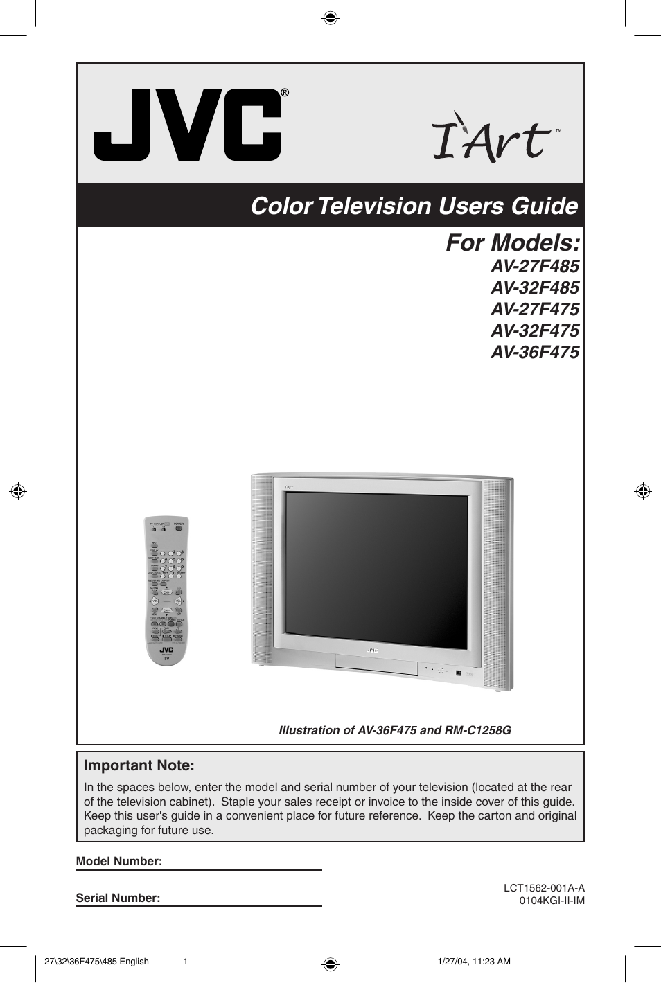 JVC AV 27F475 User Manual | 56 pages