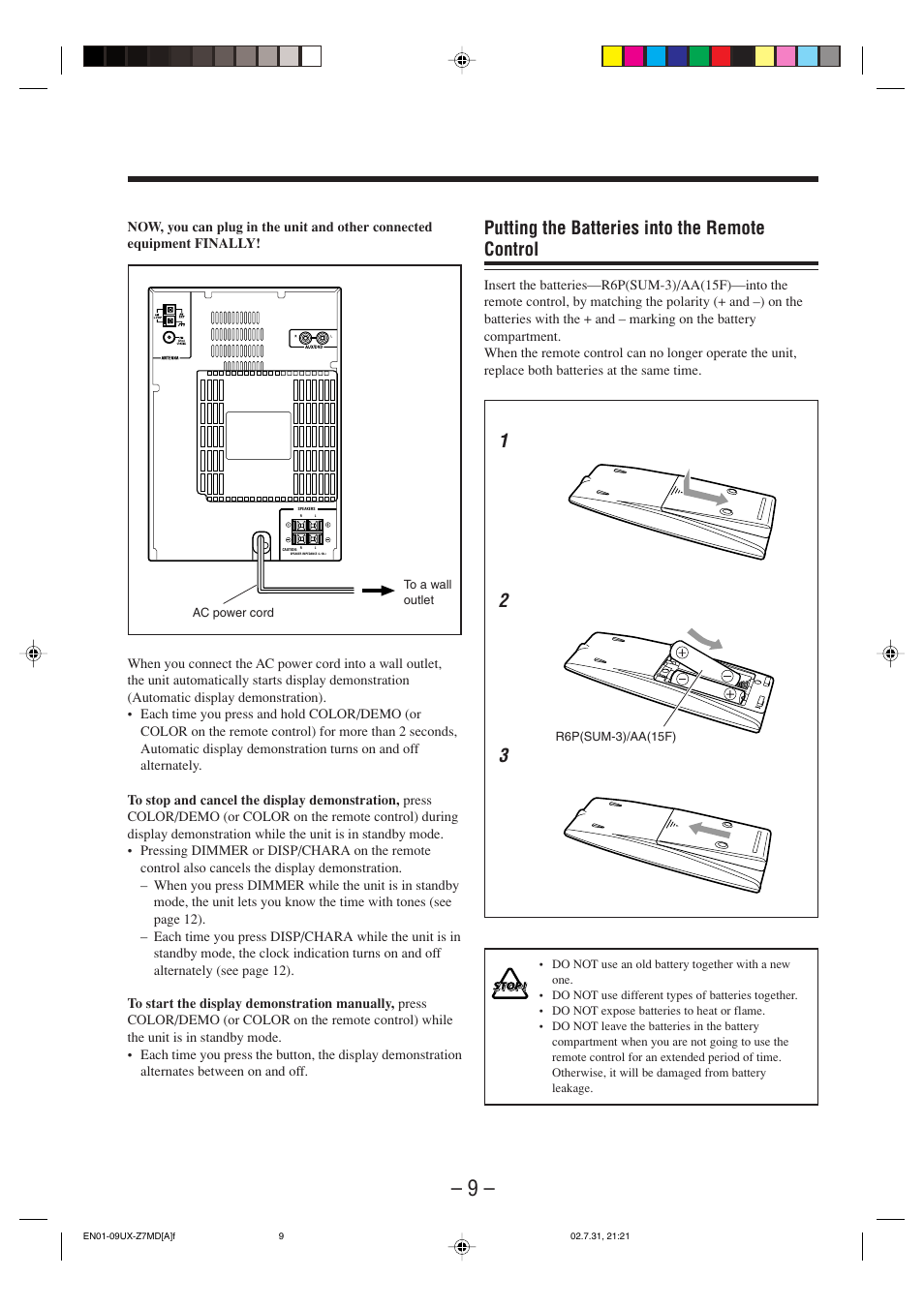 Putting the batteries into the remote control | JVC 0802MWMMDWJEM User Manual | Page 12 / 74
