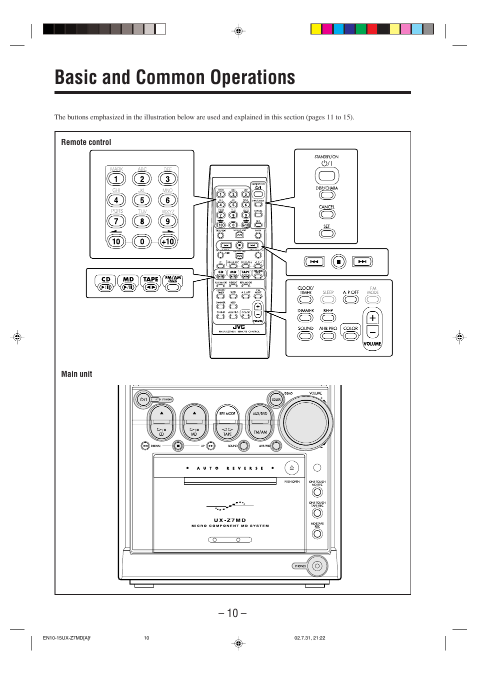 Basic and common operations | JVC 0802MWMMDWJEM User Manual | Page 13 / 74