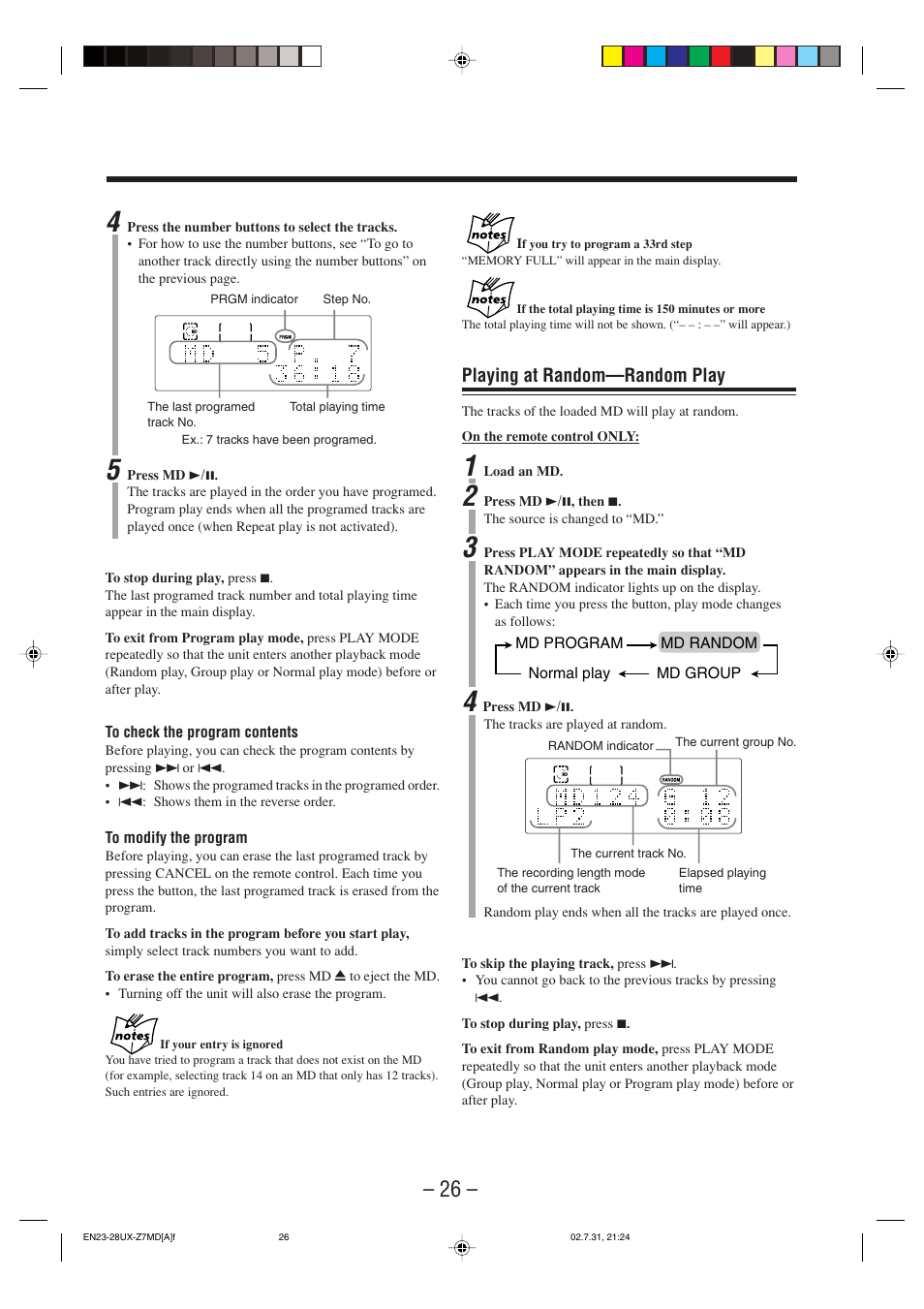 Playing at random—random play | JVC 0802MWMMDWJEM User Manual | Page 29 / 74