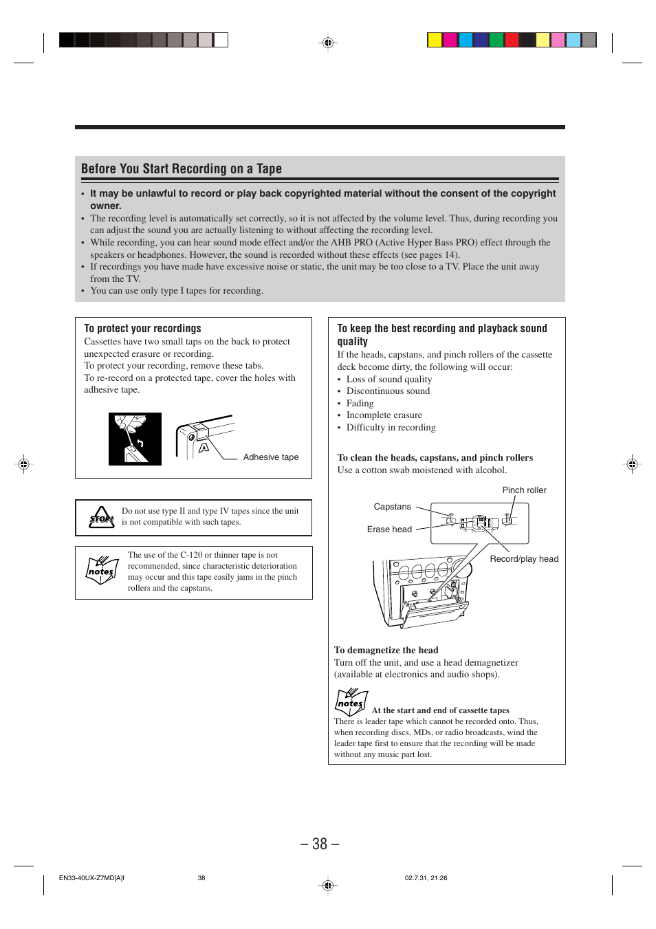 Before you start recording on a tape | JVC 0802MWMMDWJEM User Manual | Page 41 / 74
