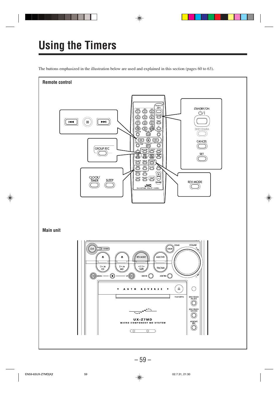 Using the timers | JVC 0802MWMMDWJEM User Manual | Page 62 / 74