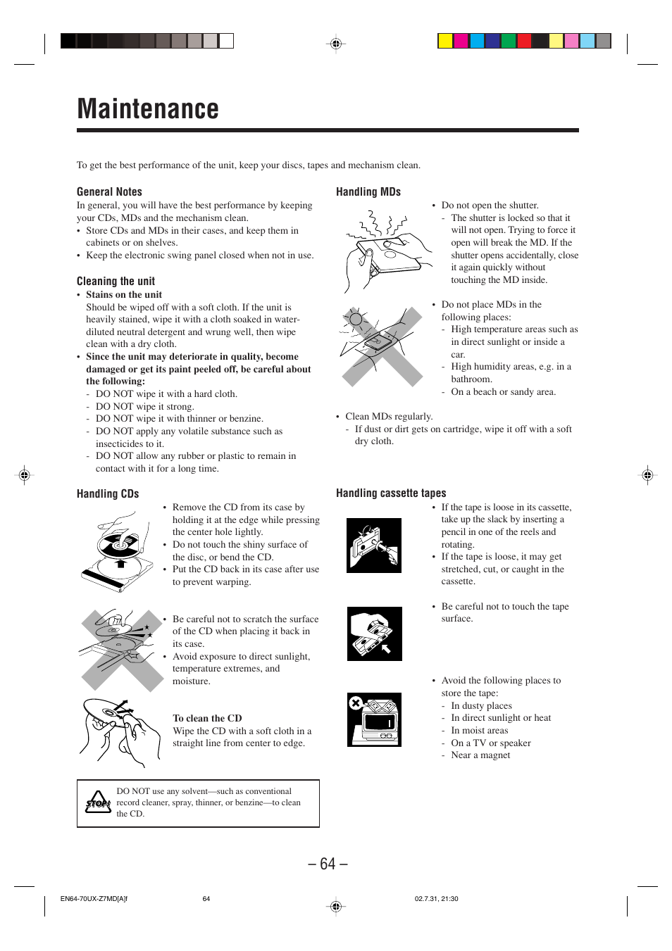 Maintenance | JVC 0802MWMMDWJEM User Manual | Page 67 / 74