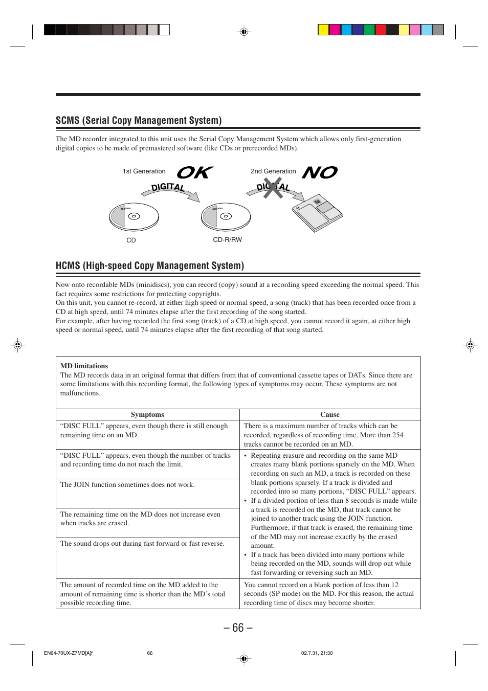 Scms (serial copy management system), Hcms (high-speed copy management system) | JVC 0802MWMMDWJEM User Manual | Page 69 / 74