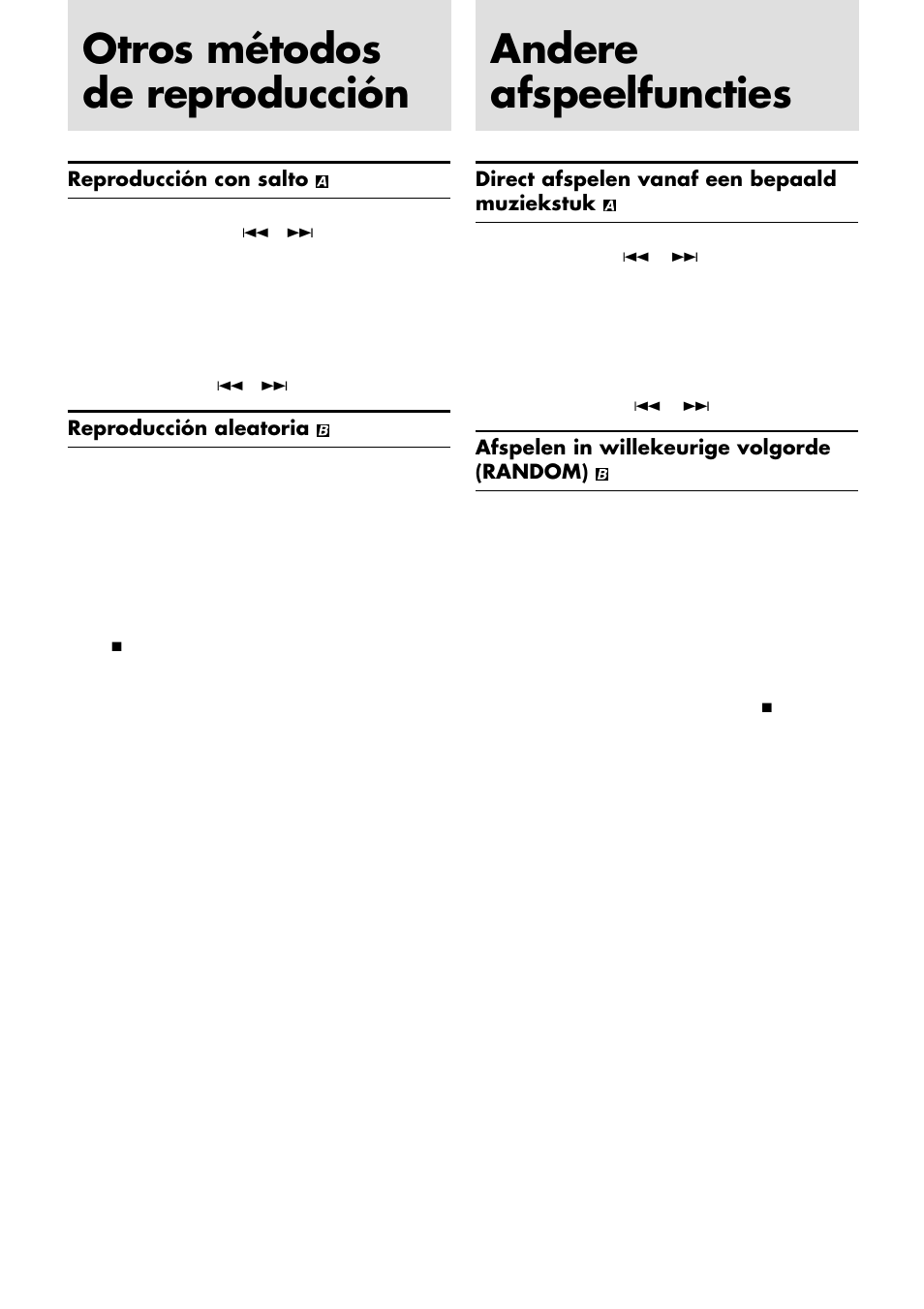Otros métodos de reproducción, Andere afspeelfuncties | JVC XL-PG31 User Manual | Page 17 / 38