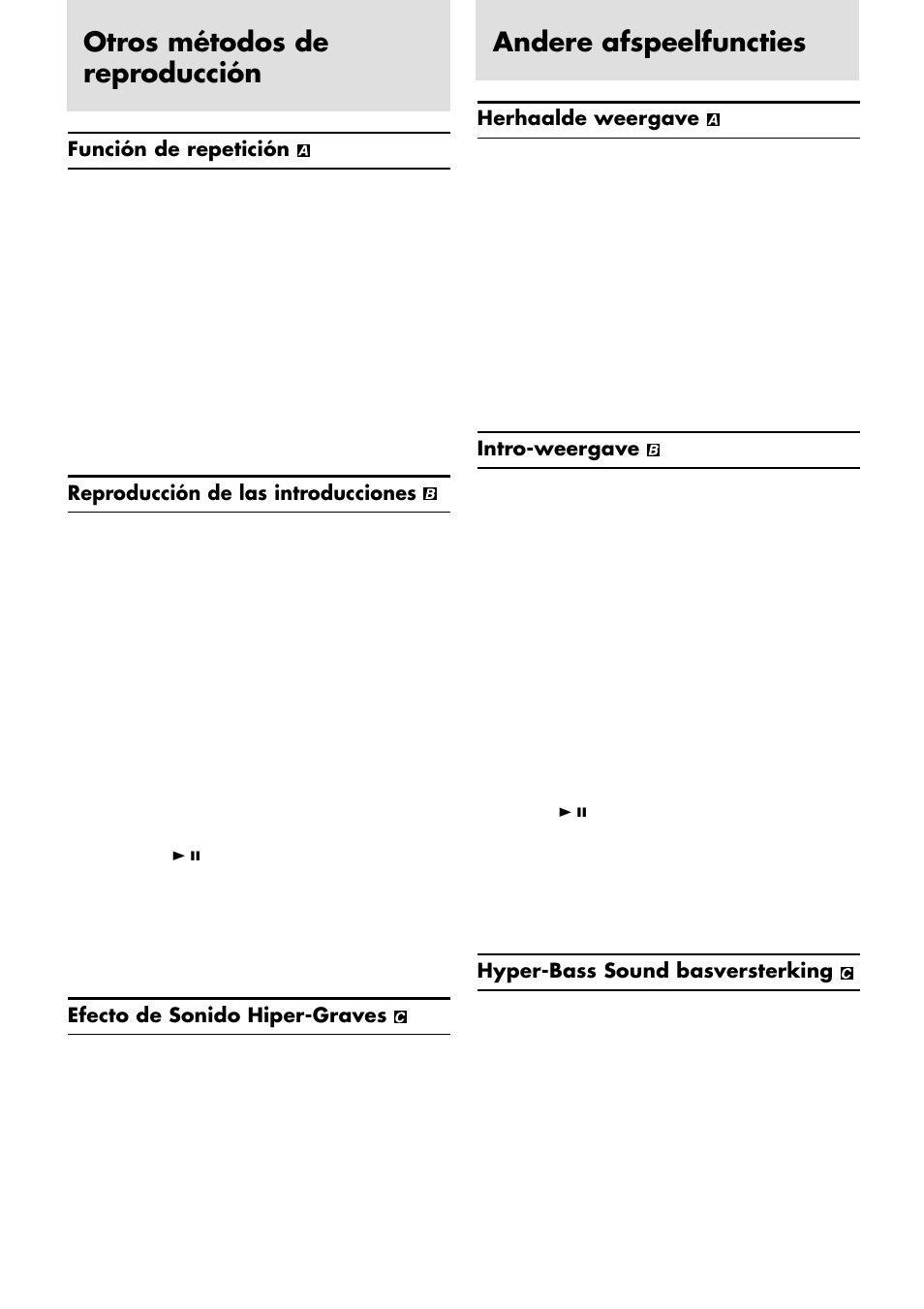 Otros métodos de reproducción, Andere afspeelfuncties | JVC XL-PG31 User Manual | Page 21 / 38