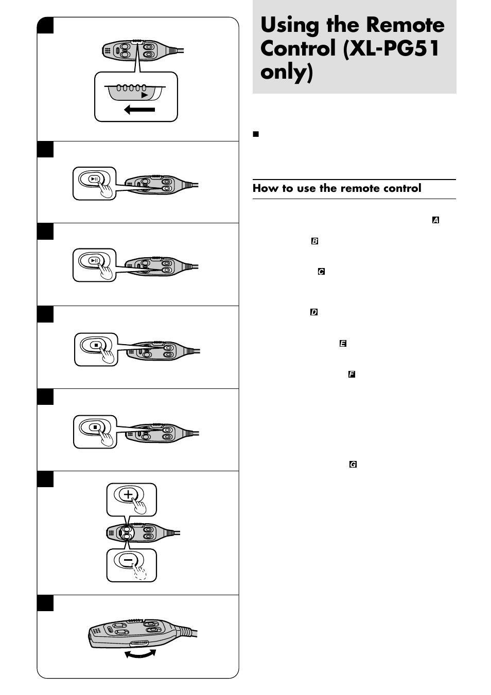 Using the remote control (xl-pg51 only) | JVC XL-PG31 User Manual | Page 24 / 38