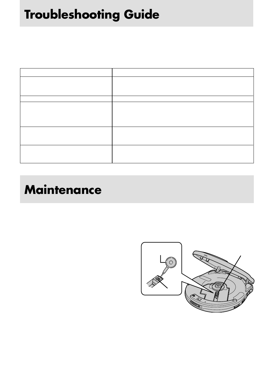 Troubleshooting guide, Maintenance | JVC XL-PG31 User Manual | Page 33 / 38