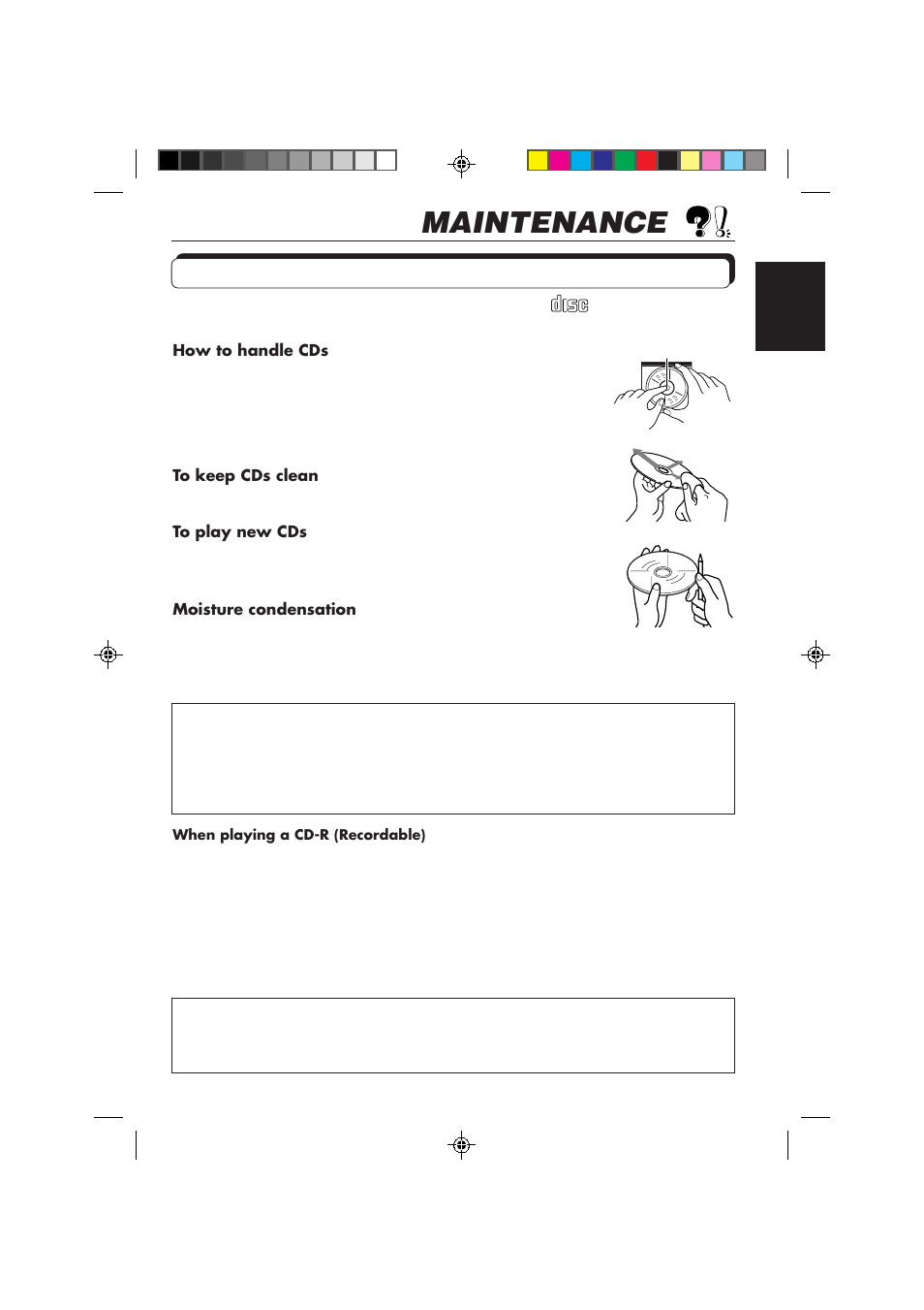 Maintenance, Handling cds | JVC KD-SX878R User Manual | Page 43 / 46