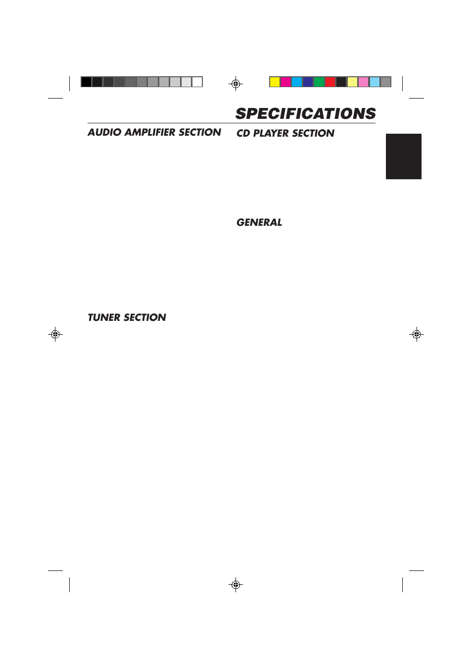 Specifications, General | JVC KD-SX878R User Manual | Page 45 / 46