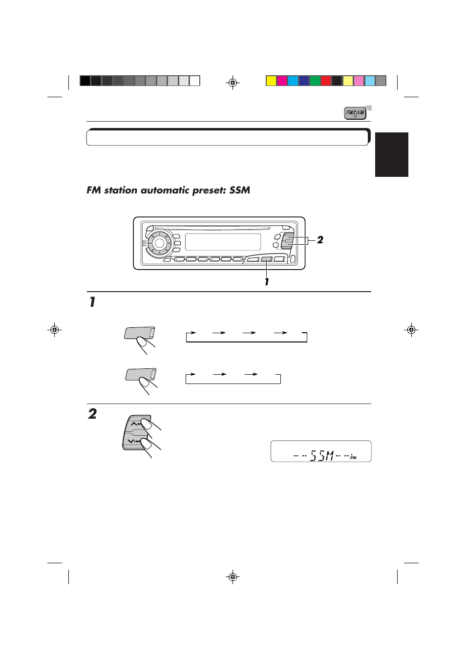 Fm station automatic preset: ssm | JVC KD-SX878R User Manual | Page 7 / 46
