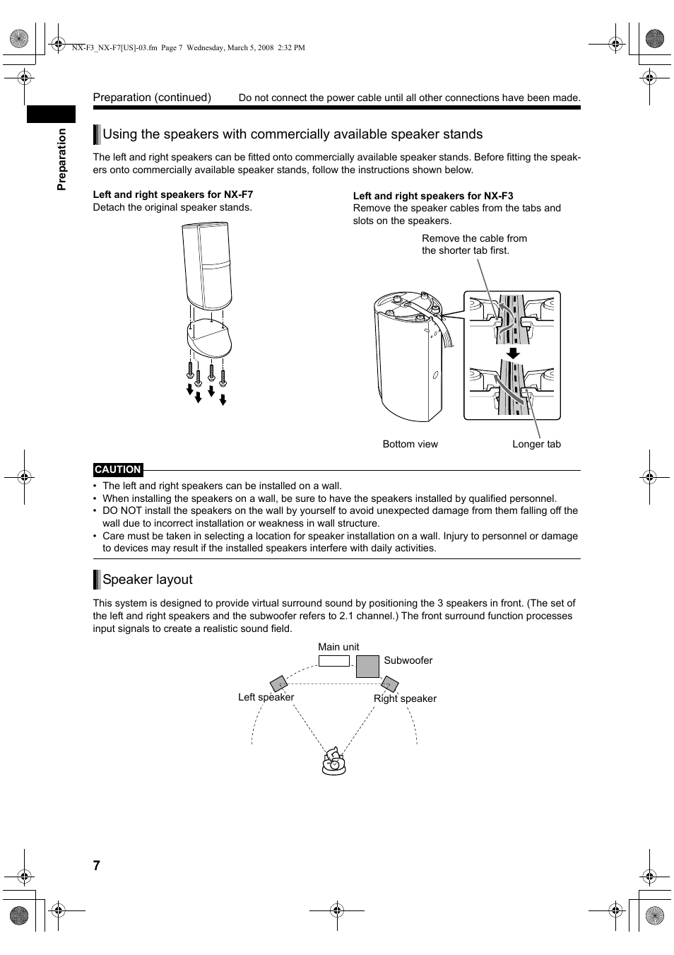 Speaker layout | JVC CA-NXF7 User Manual | Page 10 / 76