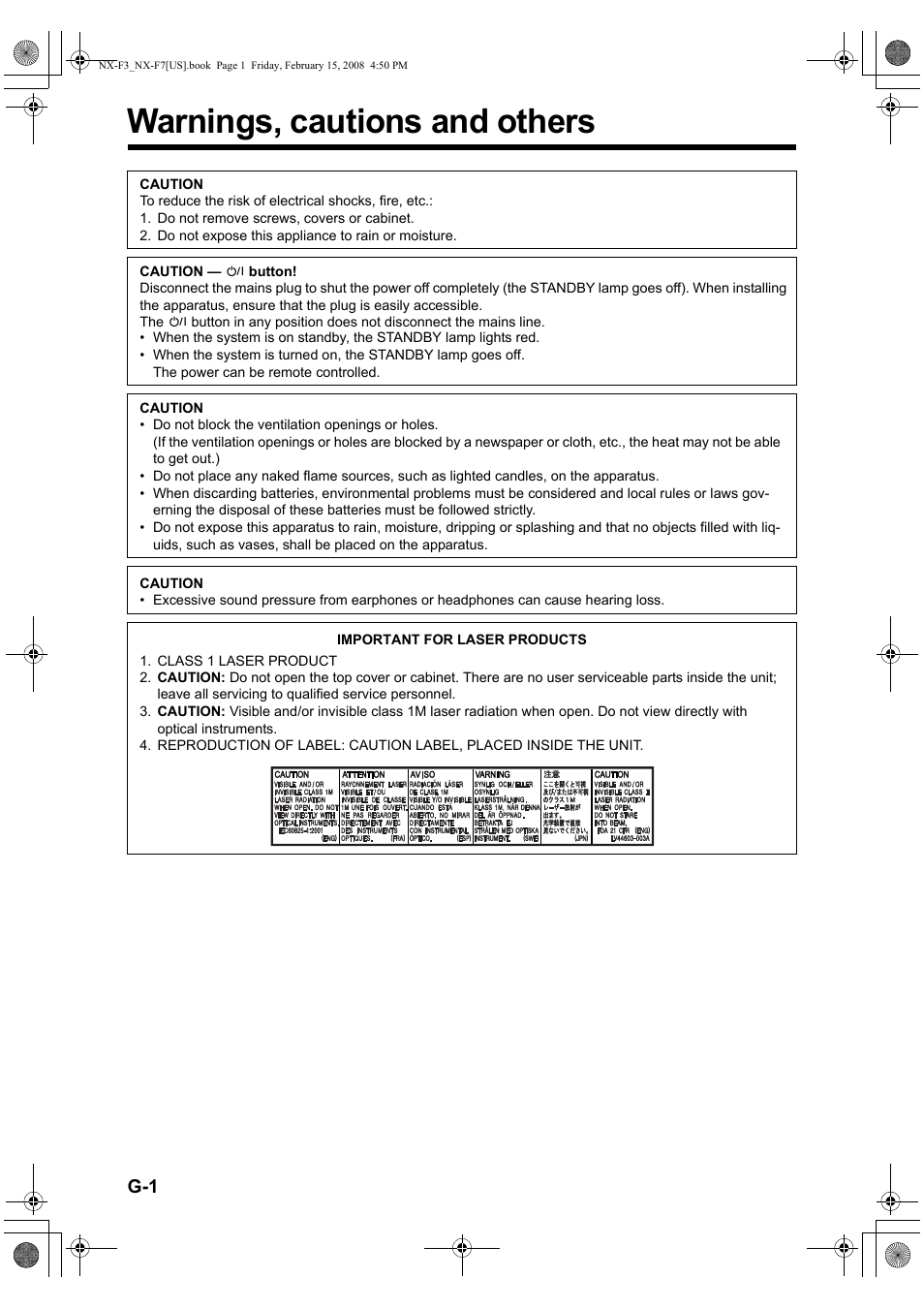 Warnings, cautions and others | JVC CA-NXF7 User Manual | Page 2 / 76