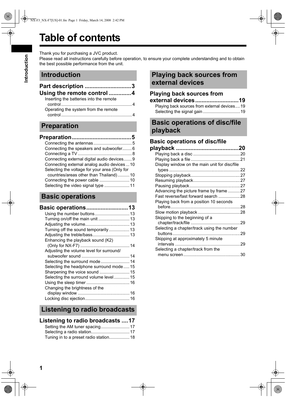 JVC CA-NXF7 User Manual | Page 4 / 76