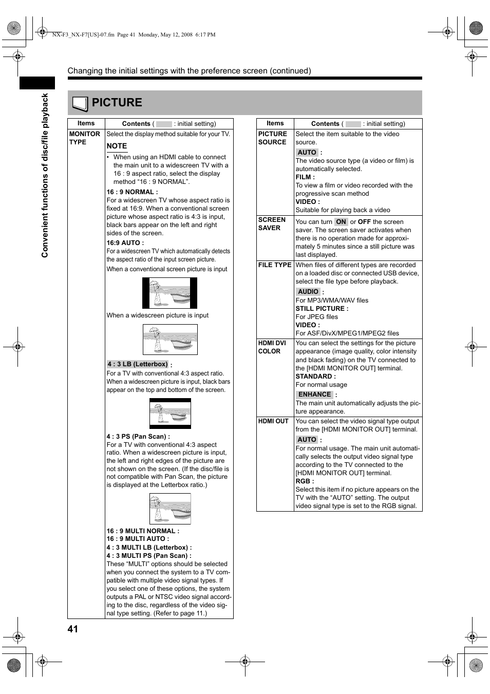 Picture | JVC CA-NXF7 User Manual | Page 44 / 76