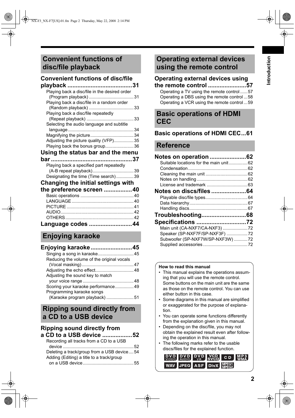 JVC CA-NXF7 User Manual | Page 5 / 76