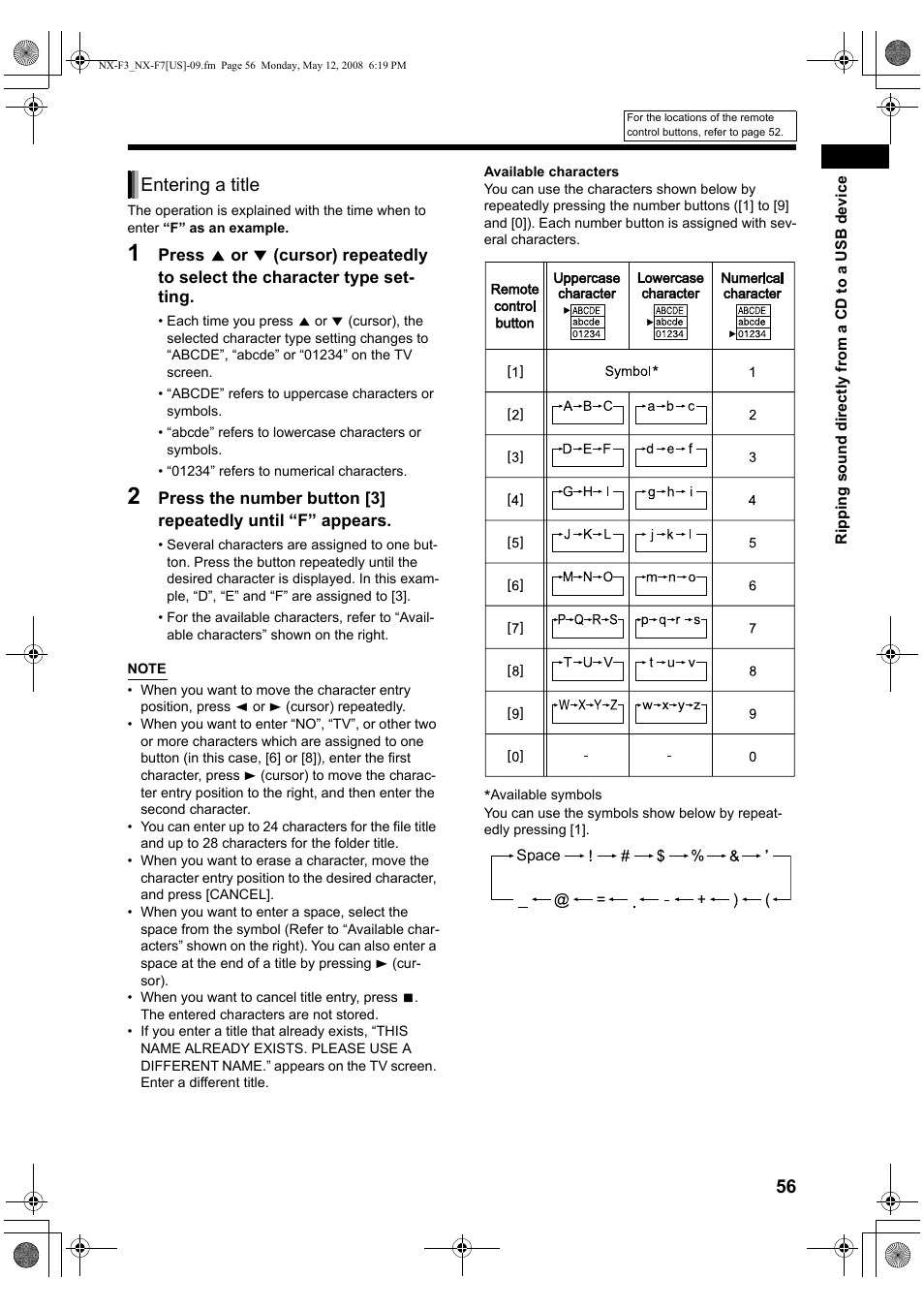 Entering a title | JVC CA-NXF7 User Manual | Page 59 / 76