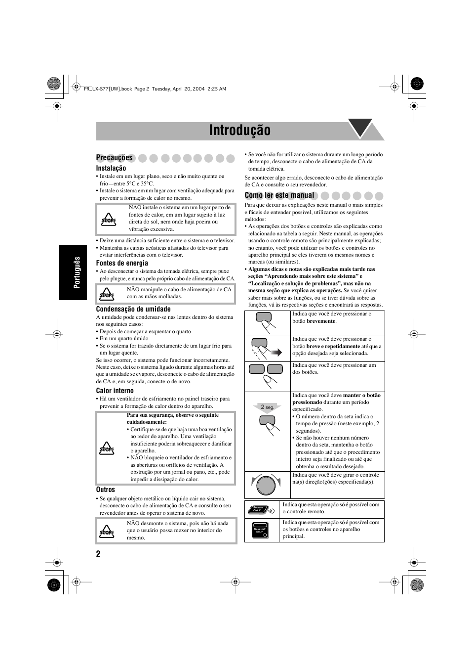 Introdução | JVC UX-S77 User Manual | Page 106 / 155