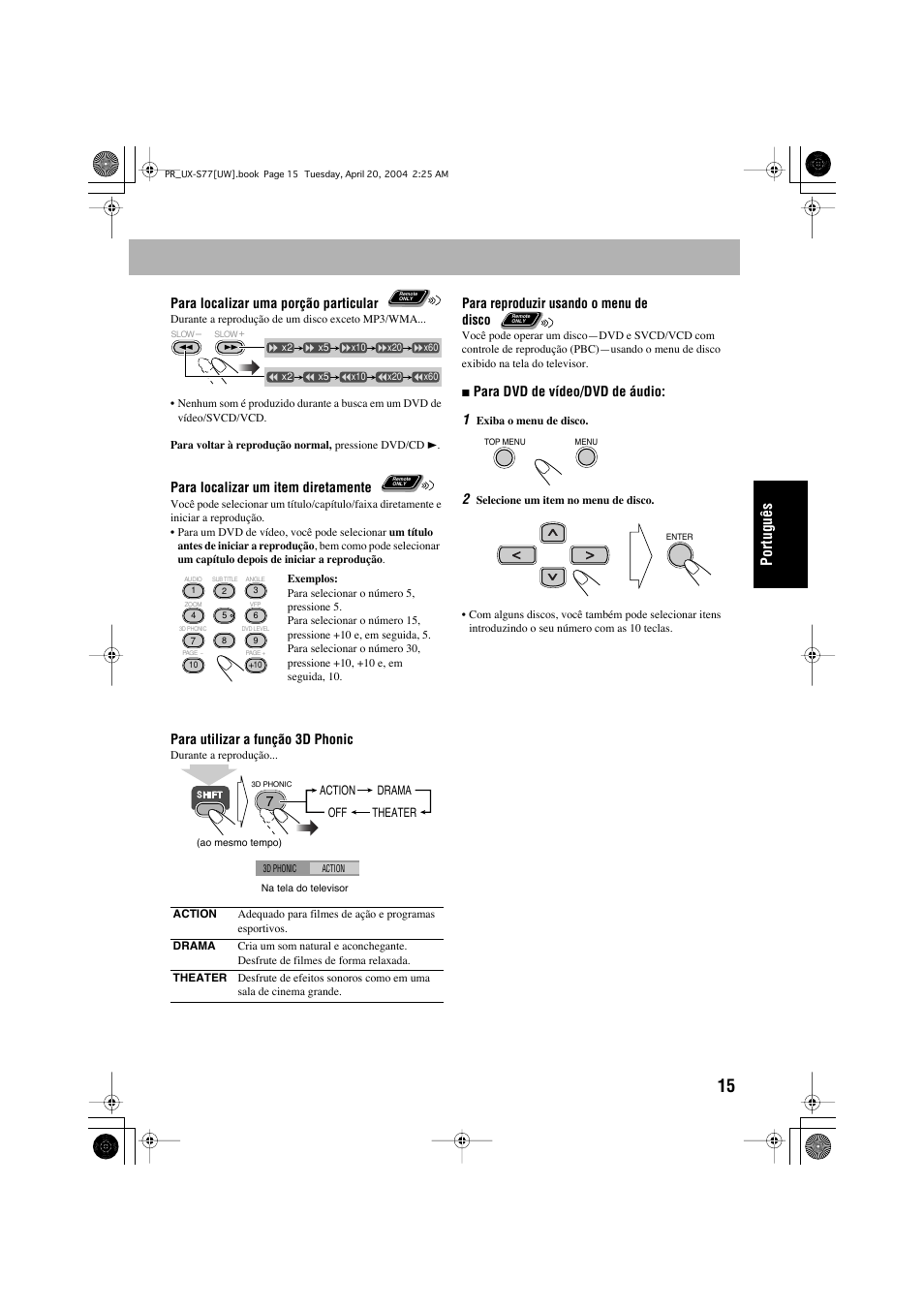 Português | JVC UX-S77 User Manual | Page 119 / 155