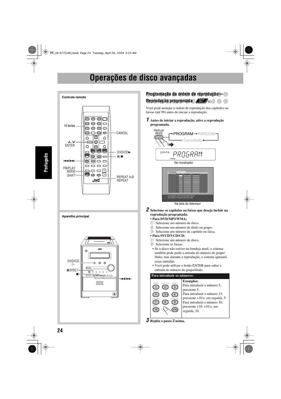 Operações de disco avançadas, Português | JVC UX-S77 User Manual | Page 128 / 155