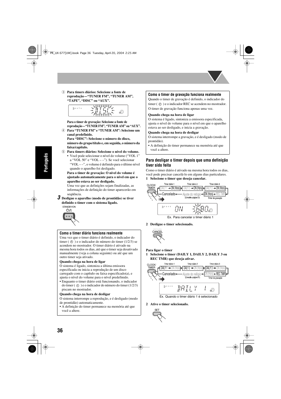 Português | JVC UX-S77 User Manual | Page 140 / 155